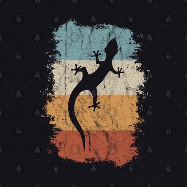 Vintage Reptile 80s Retro Gecko Silhouette Lizard by SkizzenMonster